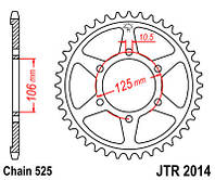 Звезда задняя JT JTR2014.47