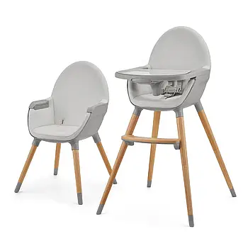 Стільчик для годування Kinderkraft Fini 2 Grey 2в1 (від 6 місяців до 5 років, регулюється піднос) Сірий