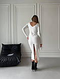 Елегантна жіноча сукня міді в рубчик, фото 3