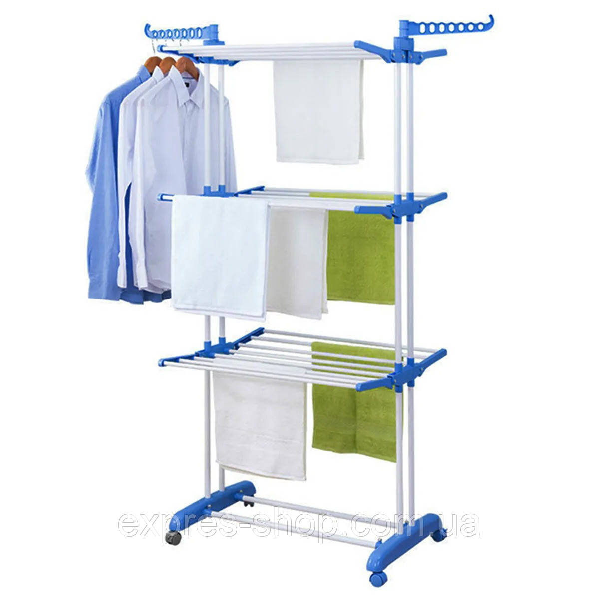 Багатоярусна сушарка для білизни до 50 кг (172х73х64) Garment Rack With Wheels / Підлогова вішалка, фото 1