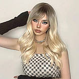 Перука блондинки з затемненими коренями, перука блондинки хвиляста, фото 3