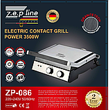 Притискний електричний гриль Zepline ZP-086 3500 Вт Якісний двосторонній електрогриль Гриль для дому, фото 9