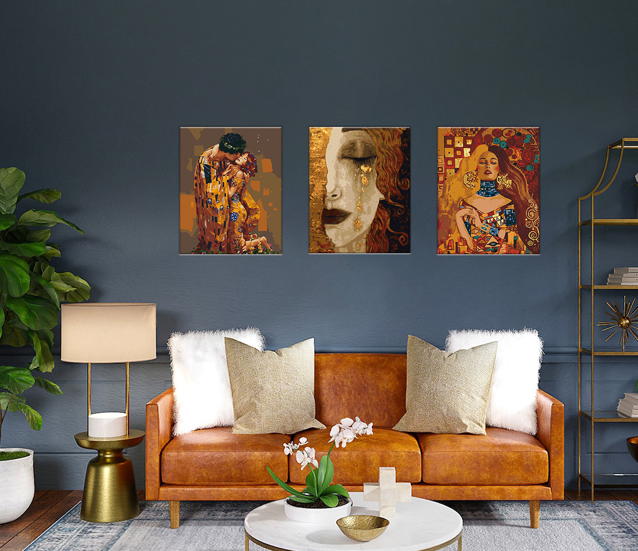 Картина розмальовка за номерами малювання на полотні із золотою фарбою Riviera Золотий символізм 3 шт. у наборі - фото 1 - id-p2380558767