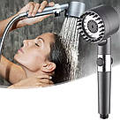 Масажна лійка для душу з фільтром, 3 режими, Графіт / Насадка для душу високого тиску / Душова лійка, фото 2