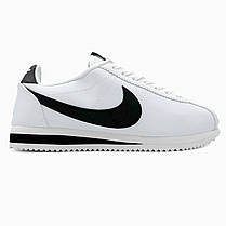 Чоловічі кросівки Nike Cortez White Black Leather Кеди Найк Кортез білі з чорним шкіра демісезон, фото 5