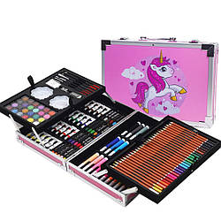 Набір для малювання у валізі 145 предметів, Рожевий / Дитячий набір для творчості