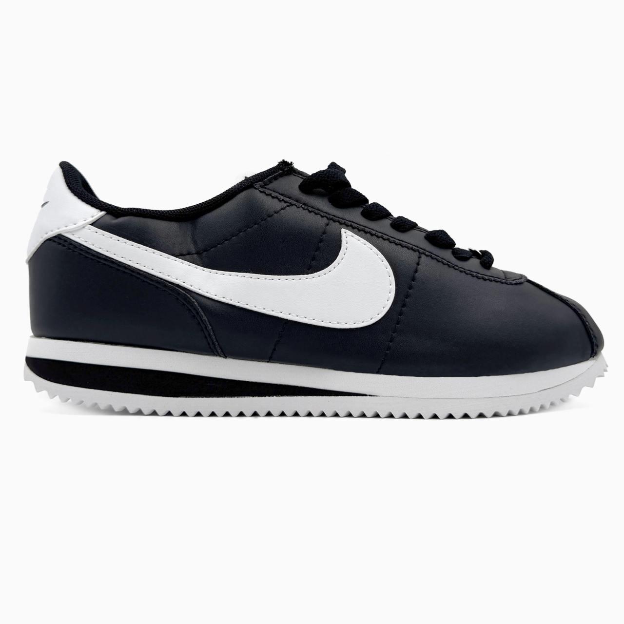 Чоловічі кросівки Nike Cortez Black White Кеди Найк Кортез низькі чорно-білі шкіряні демісезонні
