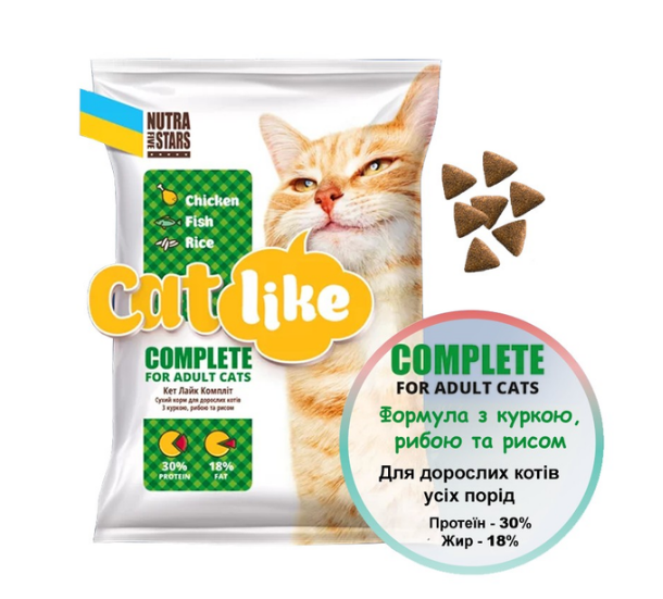 Сухий корм для котів Cat like Complete з куркою, рибою та рисом 10 кг 4820139950504