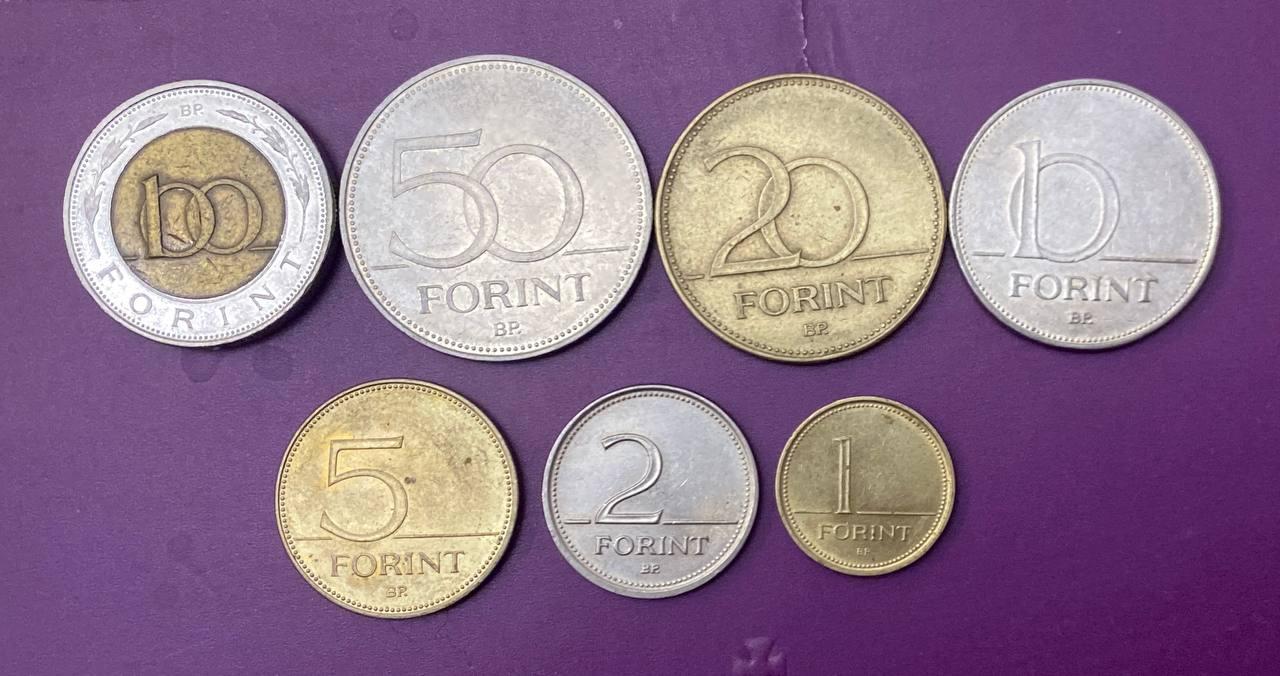 Набір монет Угорщини 1+2+5+10+20+50+100 форинтів