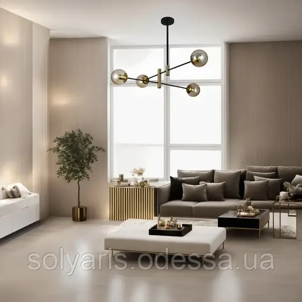 Стельова сучасна люстра 909LXL3012-4 BK+BR