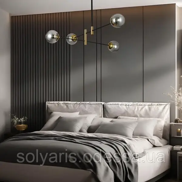 Стельова сучасна люстра 909LXL3012-4 BK+BK