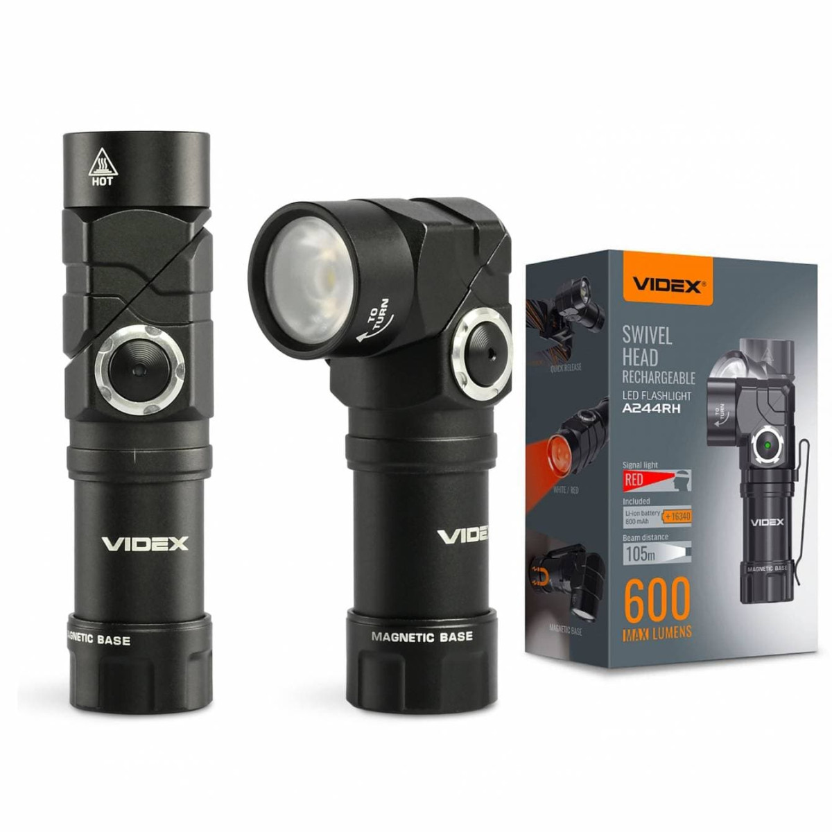 Акумуляторний світлодіодний ліхтарик VIDEX VLF-A244RH 600 Lm 5000 K