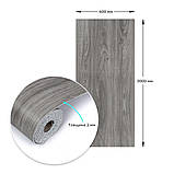 Самоклеюча вінілова плитка рулонна для оздоблення інтер'єру 60х300 см попеляста вологостійка матова, фото 3