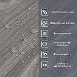 Самоклеюча вінілова плитка рулонна для оздоблення інтер'єру 60х300 см попеляста вологостійка матова, фото 5