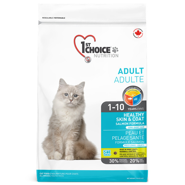Сухий супер преміум корм для котів 1st Choice Adult Healthy Skin&Coat лосось 10 кг (ФЧКЛХ10)