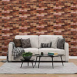 Самоклеюча 3D панель коричнева цегла для стін рулон 3080x700x3 мм універсальний дизайн для дому офісу, фото 6