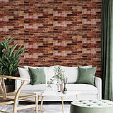 Самоклеюча 3D панель коричнева цегла для стін рулон 3080x700x3 мм універсальний дизайн для дому офісу, фото 7
