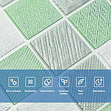 Самоклеючі 3D панелі для стін декоративні мозаїка зелена легкі міцні 70х70 см для оздоблення стін, фото 4