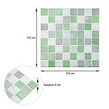 Самоклеючі 3D панелі для стін декоративні мозаїка зелена легкі міцні 70х70 см для оздоблення стін, фото 3