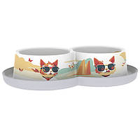 Подвійна миска для котів Moderna Double Trendy Dinner Indy&Louise Інді та Луїза 2х350мл (H131027IL)