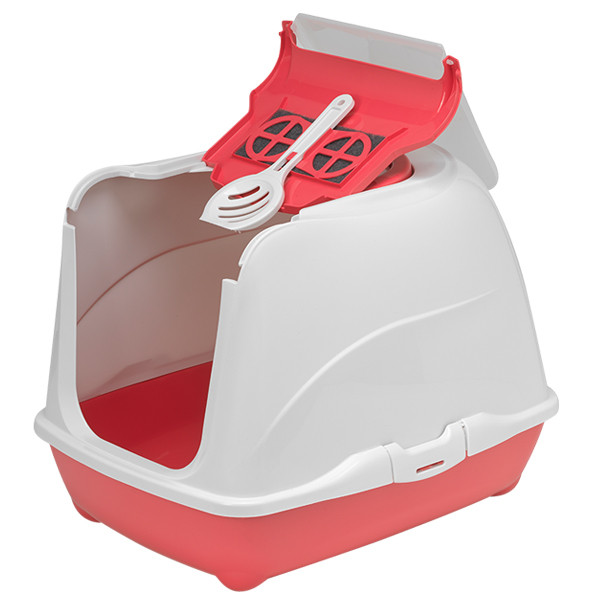 Туалет для котів Moderna Flip Cat з відкидною кришкою 50х39х37см кораловий (C230371)