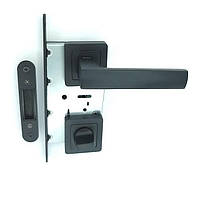 Комплект 7 Ручка на квадратній розетці TRION LIBERA 74 AL-AL MB (black) MAGNET
