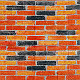 Самоклеюча 3D панель бежево-коричнева цегла для стін рулон 200х70 см легкий монтаж миючий гіпоалергенний утеплювач, фото 2