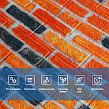 Самоклеюча 3D панель бежево-коричнева цегла для стін рулон 200х70 см легкий монтаж миючий гіпоалергенний утеплювач, фото 5