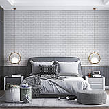 Самоклеючі 3D панелі для стін біла цегла зі сріблом 70х70 см декор інтер'єру прикраса інтер'єру, фото 6