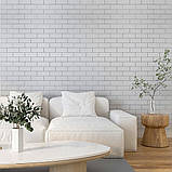 Самоклеючі 3D панелі для стін біла цегла зі сріблом 70х70 см декор інтер'єру прикраса інтер'єру, фото 7