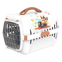 Переноска для котів до 5кг Moderna Trendy Runner Інді та Луїза, металеві дверцята із замком, 50х32х34.5см (T153439IL)