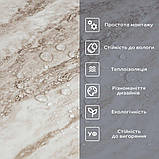 Вінілова плитка, що самоклеїться, рулон 60х300 см перламутровий мармур глянець для обробки інтер'єру декор стін підлоги, фото 5