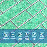 Стіна самоклеючі 3D панелі зелена цегла срібло декорування теплоізоляція 70х70х5 см інтер'єр оздоблення, фото 4