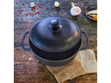 Каструля 3л чавунна лита з алюмінієвою кришкою Т402С2 ТМ Maysternya FG