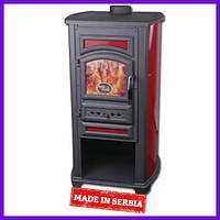 Піч-камін чавунно-сталева на дровах для конвекційного опалення Bella Thalia Forte 6-10 кВт бордова