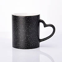 Чашка сублимационная хамелеон LOVE с блестками (черный)