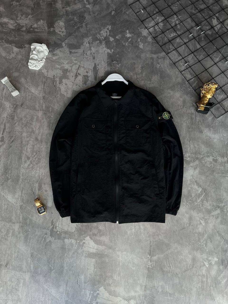 Чоловіча куртка вітровка STONE ISLAND M2142 чорна, фото 1