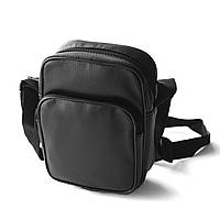 Барсетка з екошкіри в чорному кольорі Cold Black сумка месенджер через плече