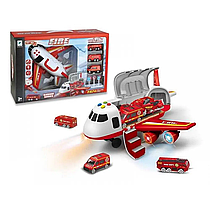 Іграшковий літак гараж Пожежна служба інерційний звук світло Ігровий набір Six Six Zero