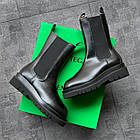 Жіночі осінні чоботи Veneta високі челсі з гумками з натуральної шкіри чорні на тракторній підошві, фото 3