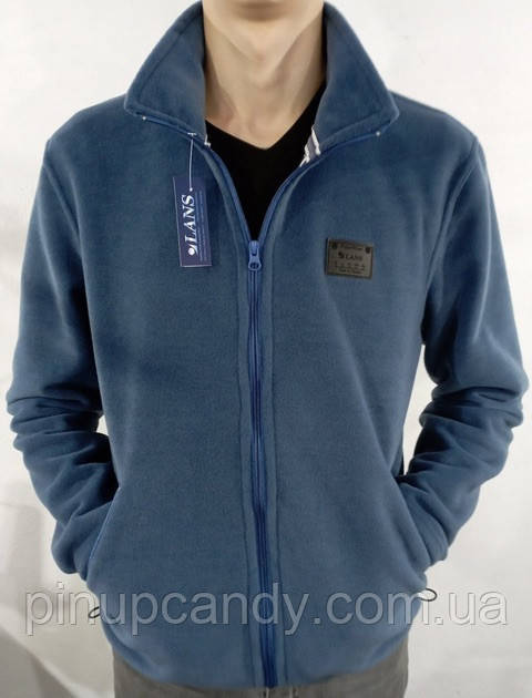 Чоловіча флісова толстовка Lans 60/005d джинс синя (розміри: S-3XL), фото 1