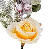Декоративна гілка "Засніжена троянда", колір жовтий, 44 см, фото 2