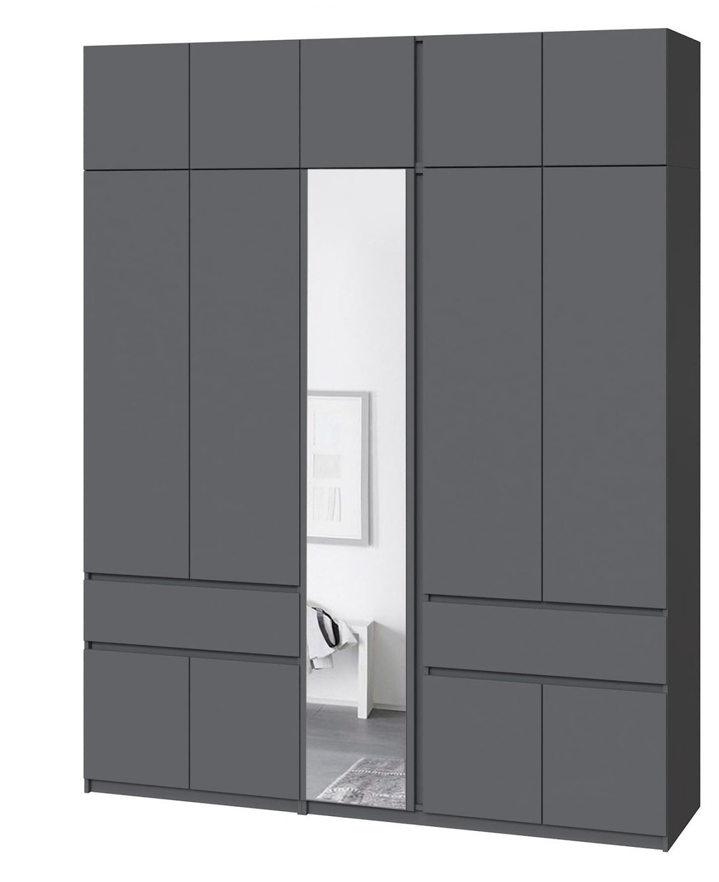 Шафа гардероб з антресоллю та дзеркалом (202,1 см х 52 см х 240 см) | Майстер Форм Брайт, фото 1