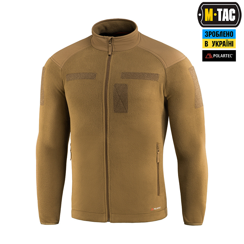 M-Tac тактична військова тепла флісова кофта койот на блискавці Fleece Polartec - фото 1 - id-p2380706410