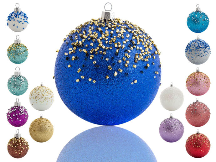 Набор новорічних куль  "Напів-Бісер"  8см 4шт