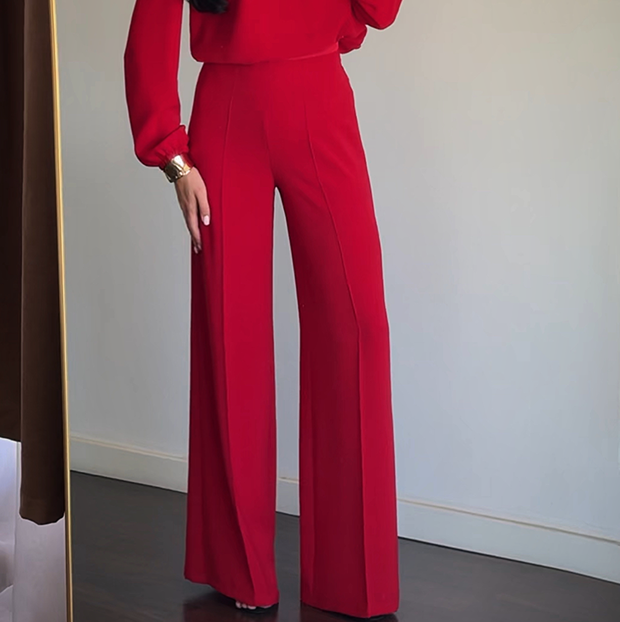 Брюки жіночі легкі палаццо широкі 42 червоні, фото 1