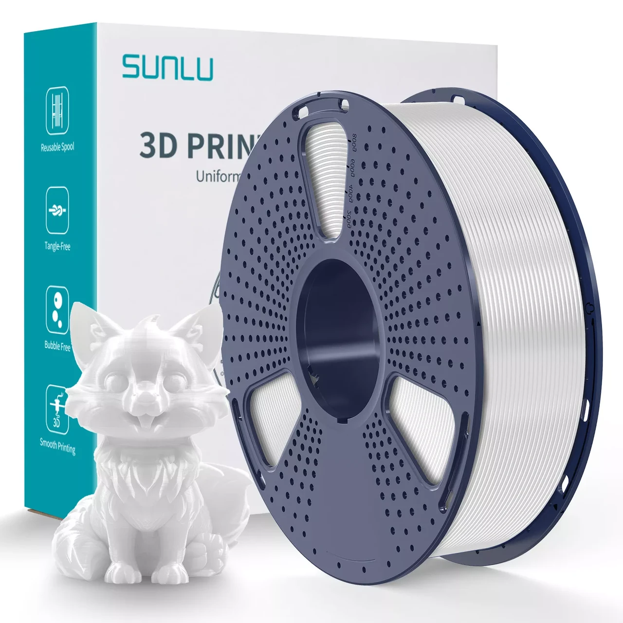 Пластик філамент для 3D-друку SUNLU PETG White (09540614E) Reusable Spool