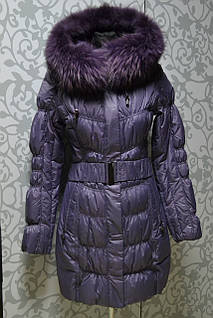 Жіночий дитячий пуховик Shenowa з натуральним хутром єнота XS, L