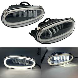 Протитуманні ЛЕД/LED фари на Daewoo Lanos ПТФ туманки на 5 лінз з функцією габариту (2 шт)