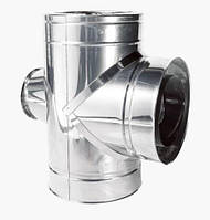 Трійник-ревізія 87° ø100/160мм нерж./нерж 0,5мм сталь AISI 304 димохідний сендвіч Версія-Люкс